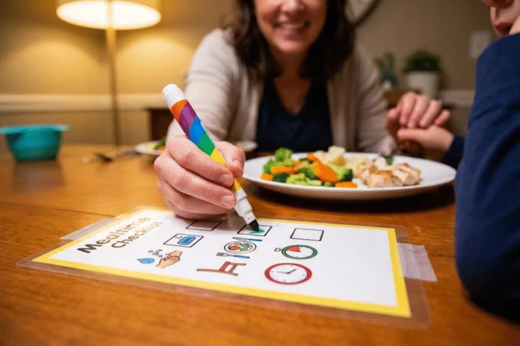 Rutina visual para comer: el checklist que elimina la ansiedad en la mesa